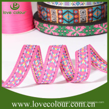 Custom textile fabric ribbon/polyester jacquard embroidered ribbon